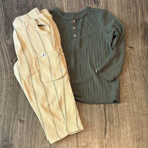 Easy Peasy 2t Green & Beige Set Toddler Boys